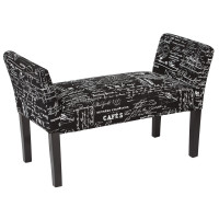 OSP Home Furnishings KLS20-X43 Kelsey Bench with Black Legs and Reverse Script Fabric